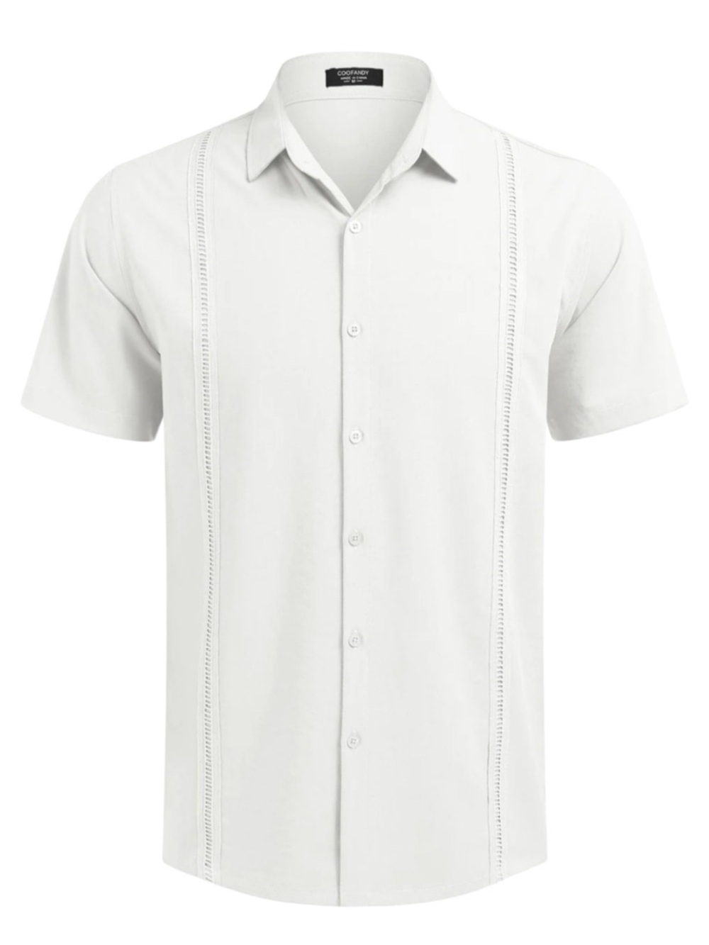 NWT Coofandy Cuban Guayabera Shirt Mens Large White Short Sleeve Button Up - Picture 11 of 13